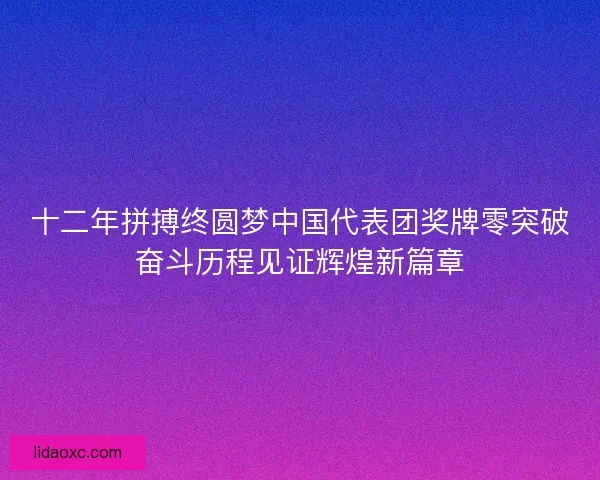 十二年拼搏终圆梦中国代表团奖牌零突破奋斗历程见证辉煌新篇章 十二年拼搏终圆梦中国代表团奖牌零突破奋斗历程见证辉煌新篇章