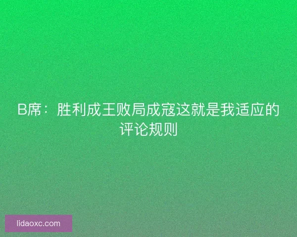 B席：胜利成王败局成寇这就是我适应的评论规则