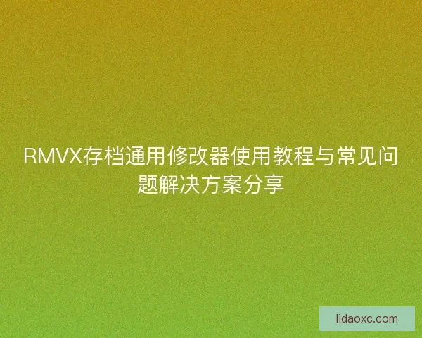 RMVX存档通用修改器使用教程与常见问题解决方案分享 RMVX存档通用修改器使用教程与常见问题解决方案分享